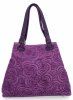 Modna Torebka Skórzana Shopper Bag Ciemno Fioletowa